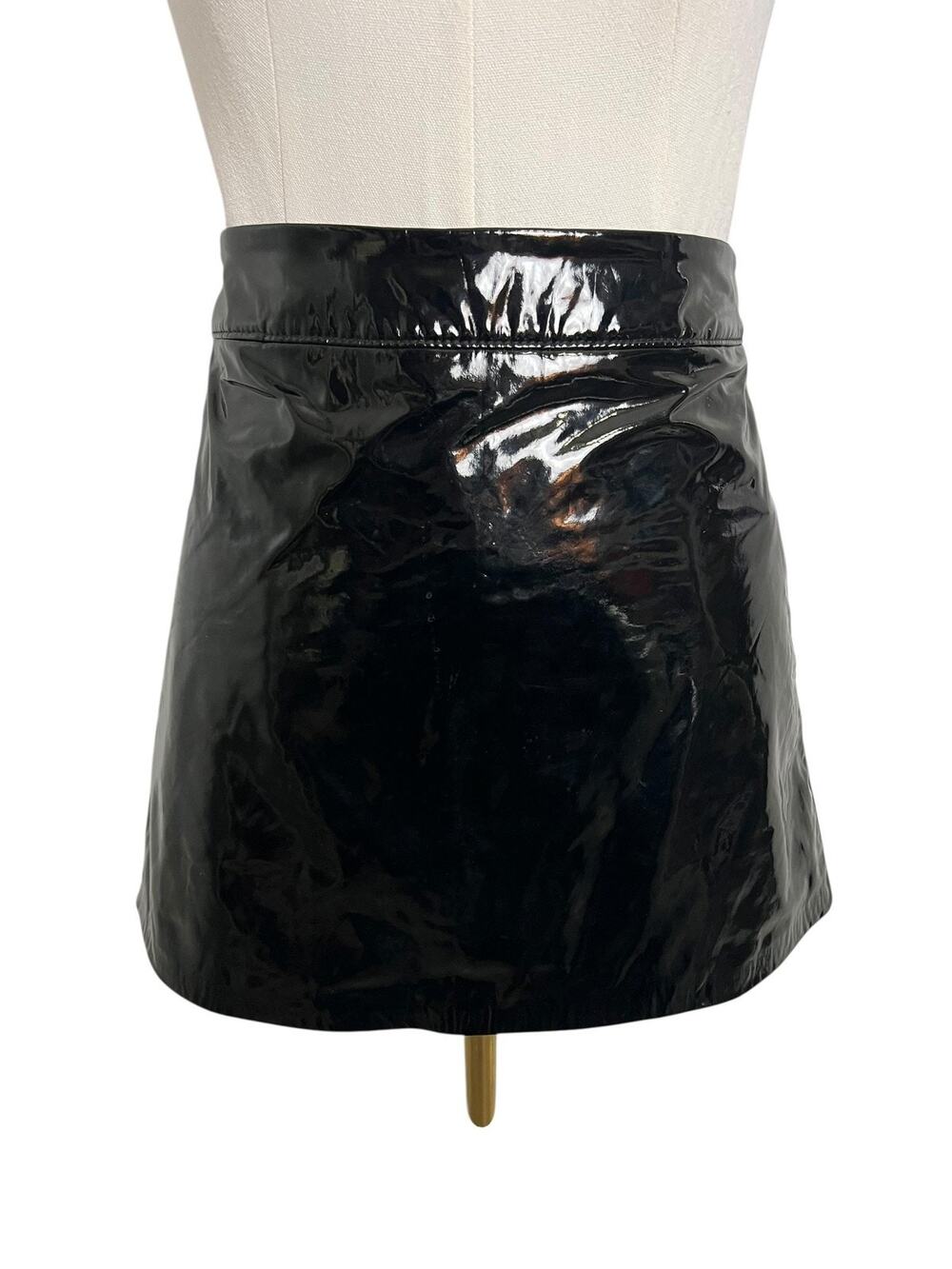 Forever 21 PVC Mini Skirt XS Black High Waist Patent Stretch Vinyl Bondage Punk
